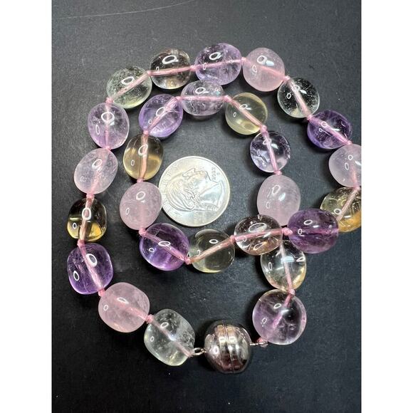 NEW Multi quartz knotted 18 inch necklace with 925 magnetic clasp - Picture 9 of 13